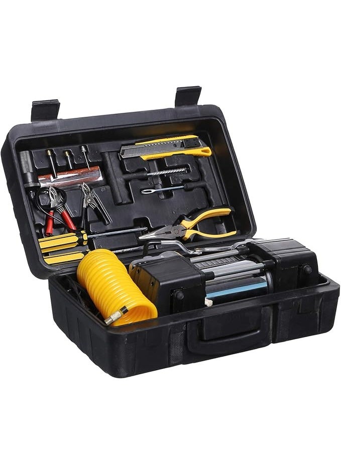 Heavy Duty Auto Air Compressor with Dual Cylinder for Cars – Portable Vehicle Air Pump for Tire Inflation and Road Use - Image 1